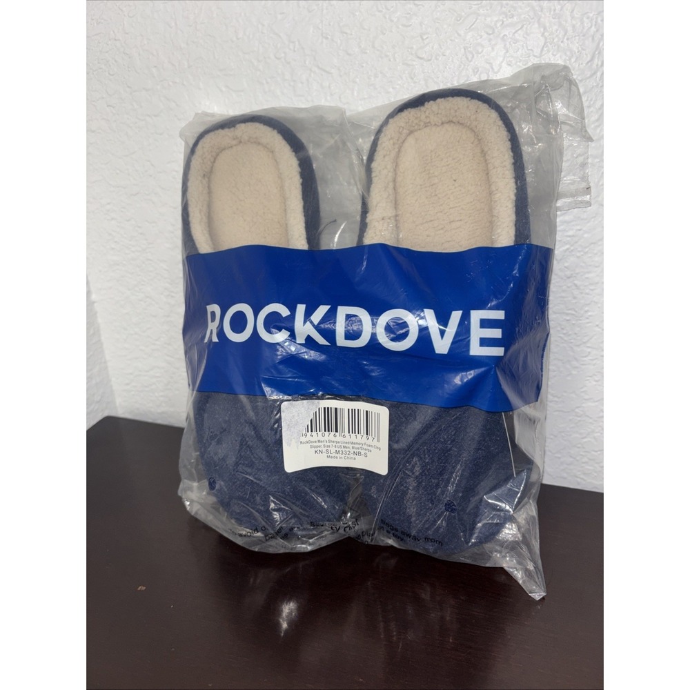 RockDove‎ Men's Sherpa Lined Memory Foam Clog Slippers Blue/sherpa Size7-8
